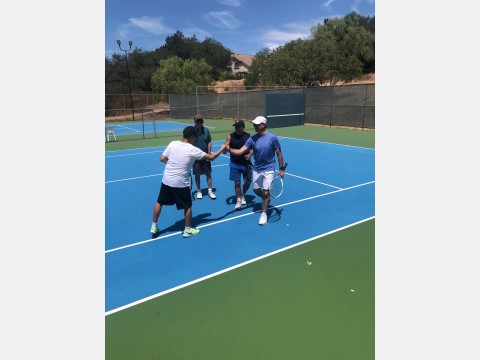 Left photo of tennis players