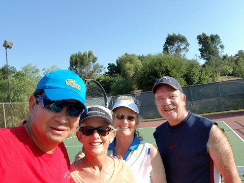 Left photo of tennis players