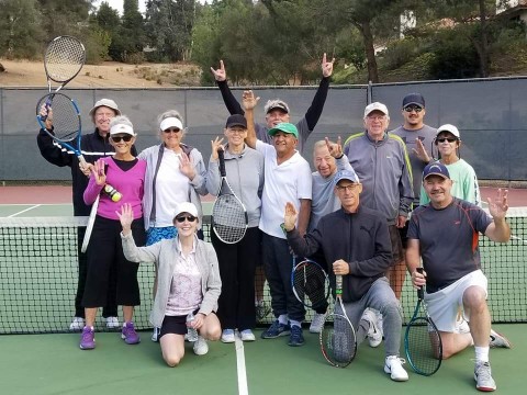 Left photo of tennis players
